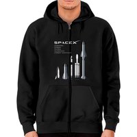 Hoodies Zip SpaceX Rockets - Starship, Falcon Heavy, Falcon 9