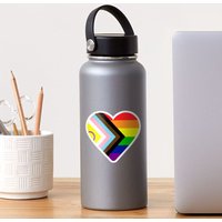 Autocollant en forme de cœur du drapeau Progress Pride inclusif intersexe