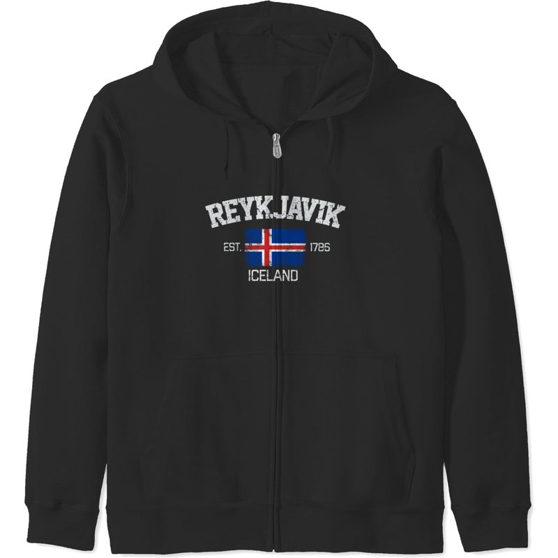 Haut à zip souvenir Vintage Reykjavik Islande pour unisexe — Sweats à capuche pour hommes