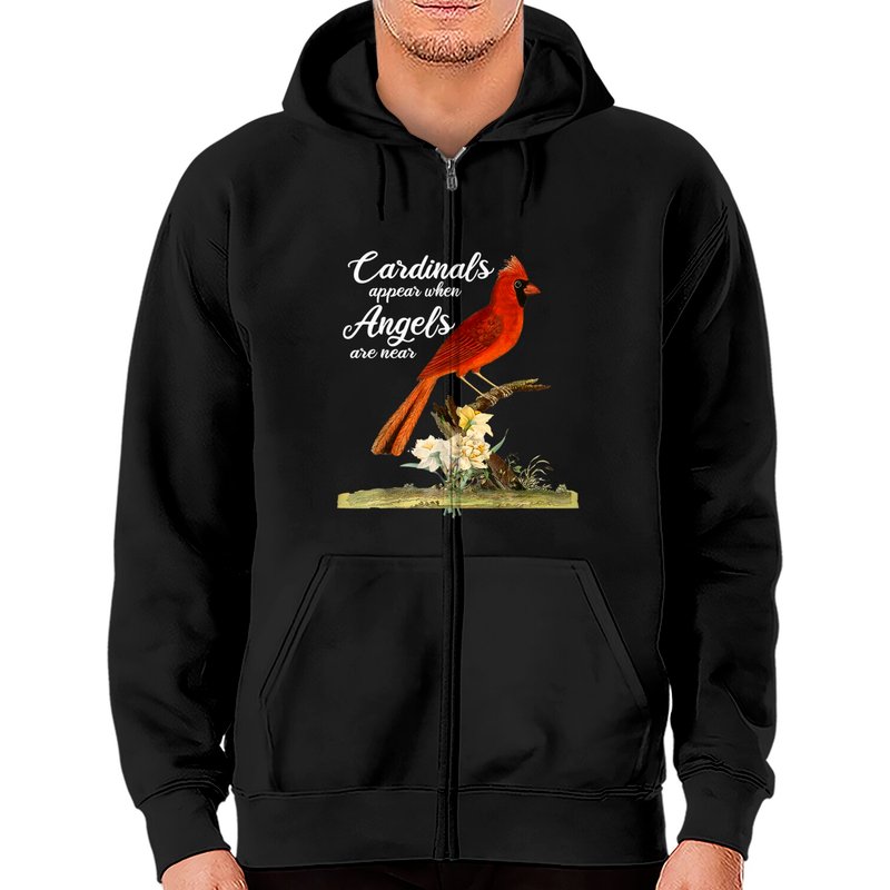 Hoodie zippé rouge Cardinal Bird Appear When Angels Are Near — Sweats à capuche pour hommes