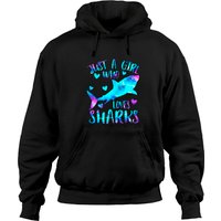 Hoodies Kawaii Shark pour filles - Noir unisexe