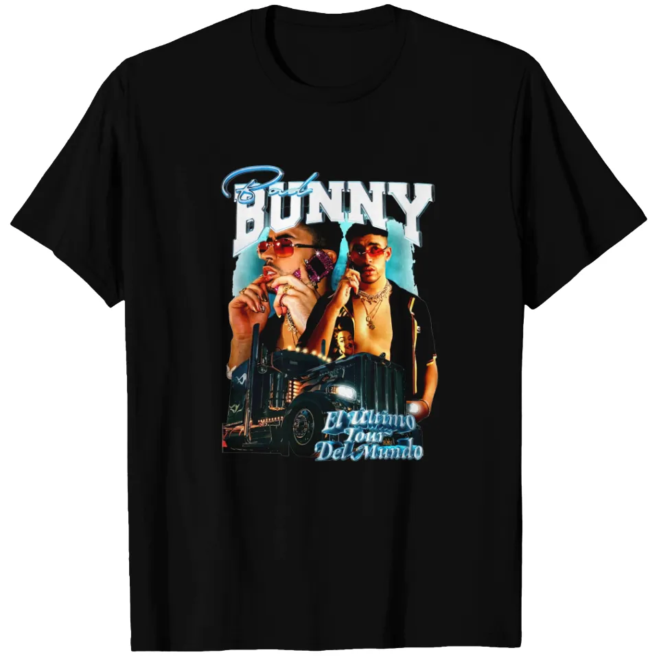 T-shirt graphique Bad Bunny inspiré vintage à manches courtes — T-shirts pour hommes