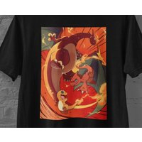 T-shirt Noir Charmander Charmeleon Charizard pour Hommes et Femmes — T-shirts pour hommes