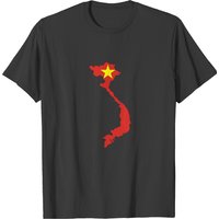 Vietnam Outline Map Over National Flag Icon T-shirt for Men — Mens T Shirts