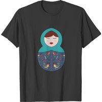 T-Shirt Matrioshka pour hommes en noir
