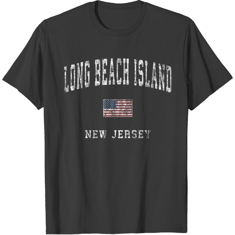 Long Beach Island NJ Vintage American F T-shirt for Men — Mens T Shirts