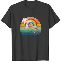 T-shirt Vintage Plage Arc-en-Ciel pour Hommes - T-shirt Palmiers