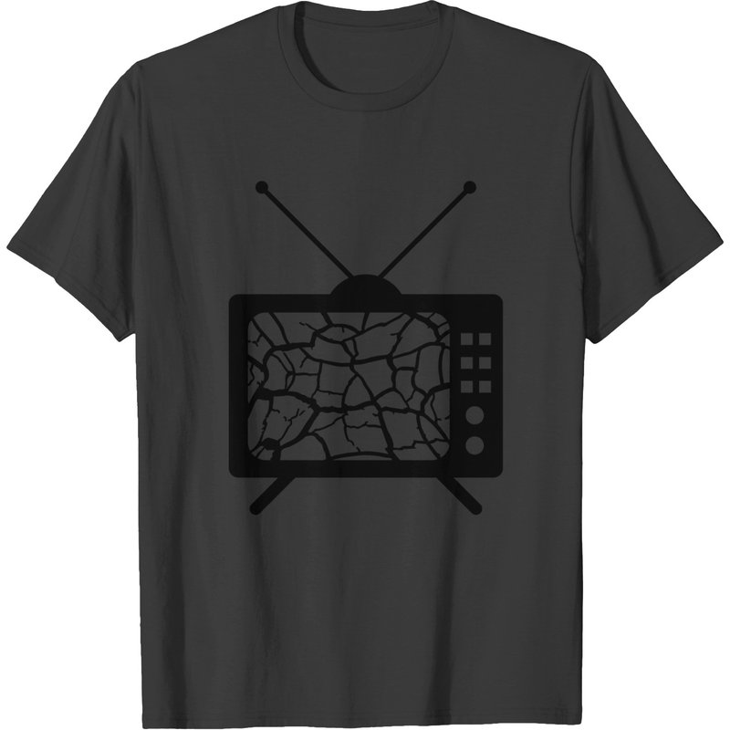 Broken Glass Television Humor T-Shirt for Men — Mens T Shirts