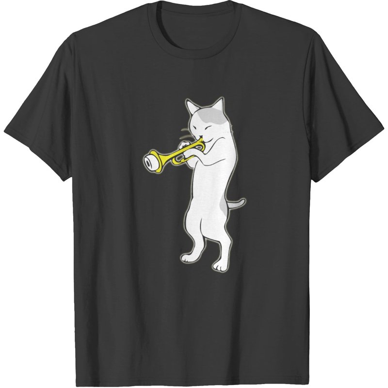 T-shirt pour hommes avec chat jouant de la trompette - Jazz — T-shirts pour hommes