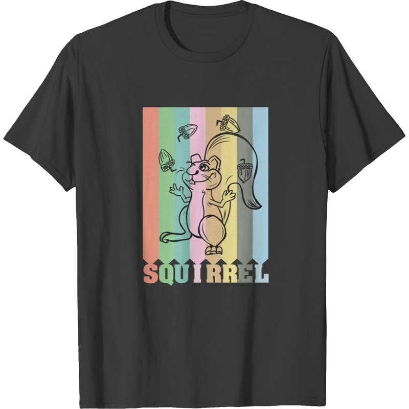 Squirrel Juggles T-Shirt for Men in Black — Mens T Shirts