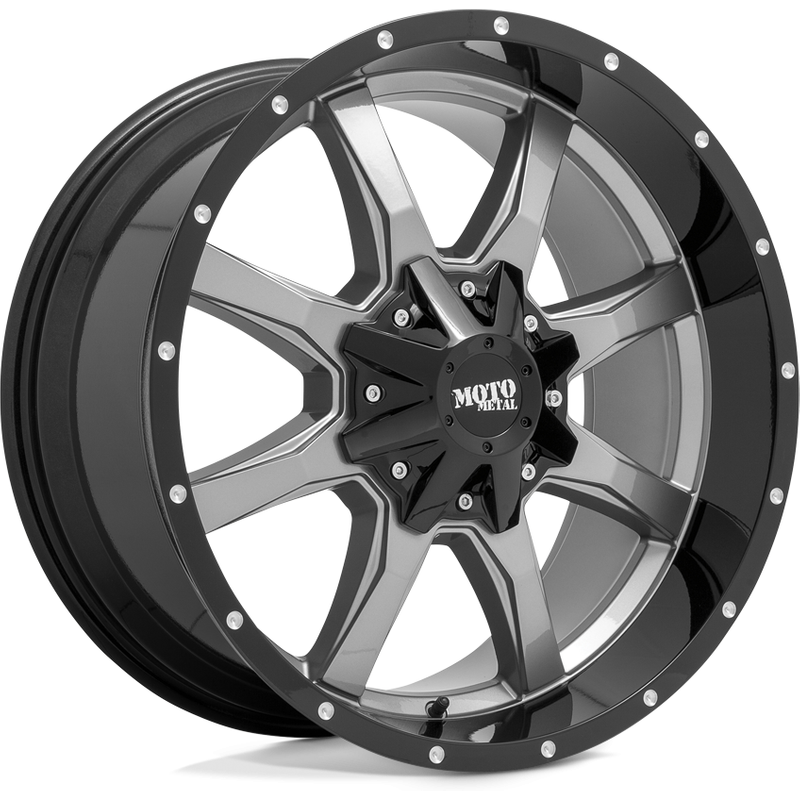 Moto Metal MO970 Gloss Gray Center Wheel with G-black Lip 20x9 — Wheels & Rims