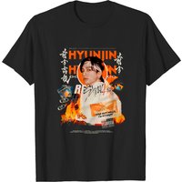 T-shirt K-Pop Hyunjin Stray Kids pour hommes - Noir