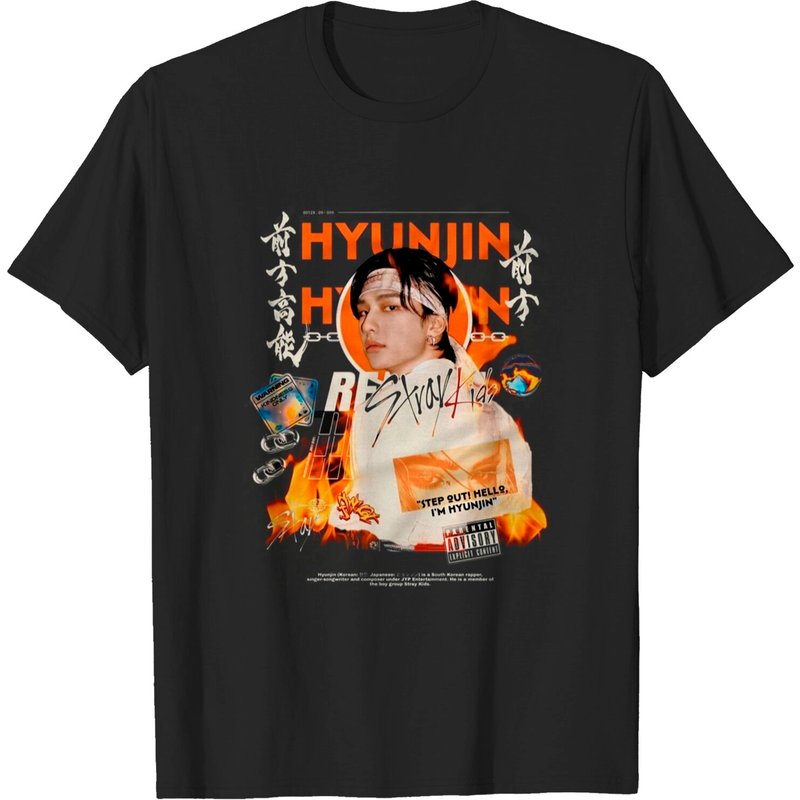 T-shirt K-Pop Hyunjin Stray Kids pour hommes - Noir — T-shirts pour hommes