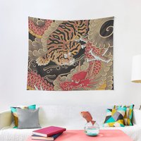 Tapisserie traditionnelle japonaise Irezumi Tigre et Dragon
