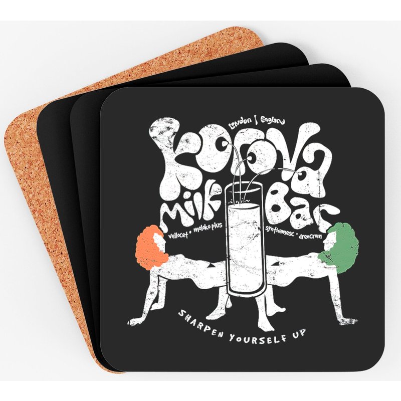 Korova Milk Bar Coasters with Cork Bottoms