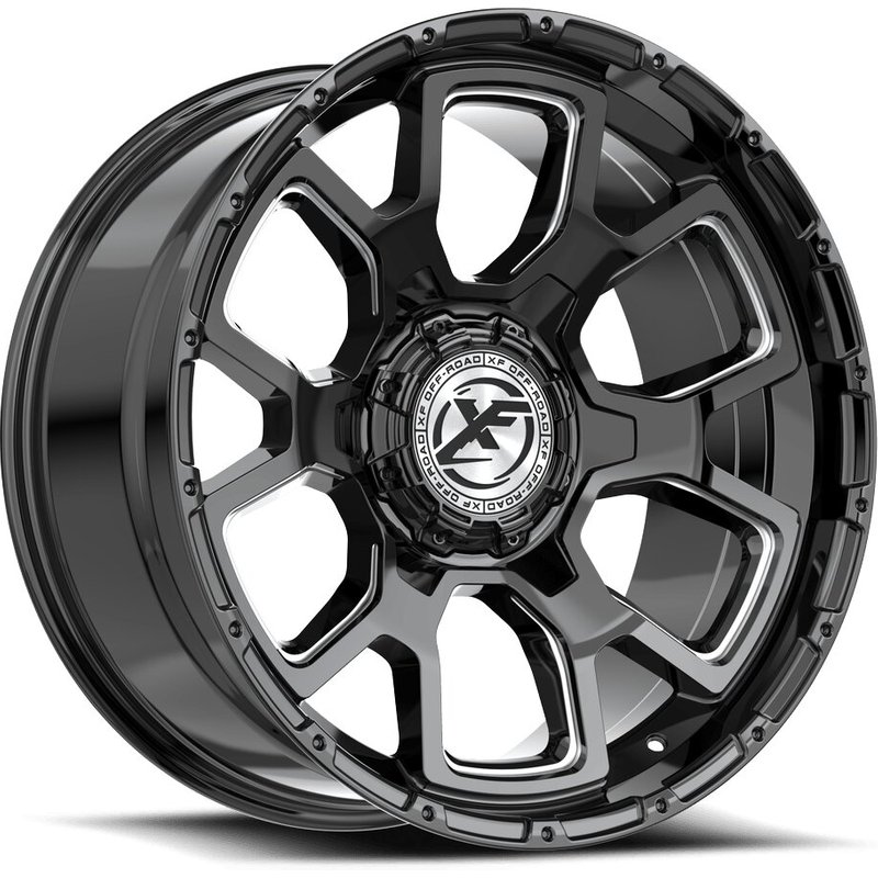 XF Off-Road XF-501 Gloss Black Milled Wheels - 20x10 -5x127 -12 Offset — Wheels & Rims