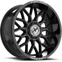Roues XF Off-Road XF-242 Noir Brillant & Lettrage Fraisé 20x10 — Roues et jantes