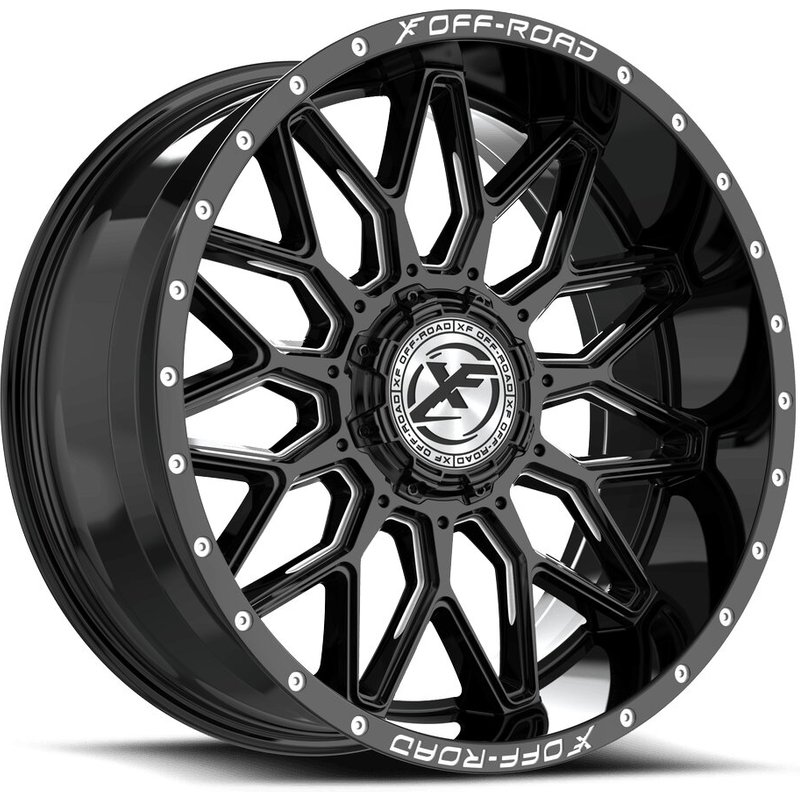 XF Off-Road XF-242 Gloss Black Milled Wheels - 20x10 -5x127 -12 Offset — Wheels & Rims