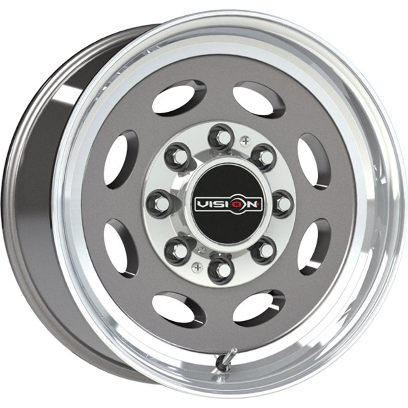 Vision HD 81 Heavy Hauler Gunmetal Machined Lip 19.5x7.5 Rims — Wheels & Rims