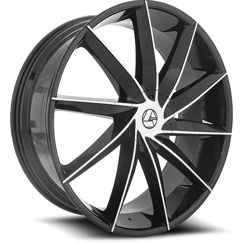 Roues Azara Aza-506 Noir Brillant Machiné - 28x9.5 - 5x115 — Roues et jantes