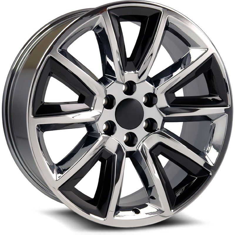 O.E. Revolution C-08 Chrome w Black 24x10 Wheels - 6x139.7 Bolt Pattern — Wheels & Rims