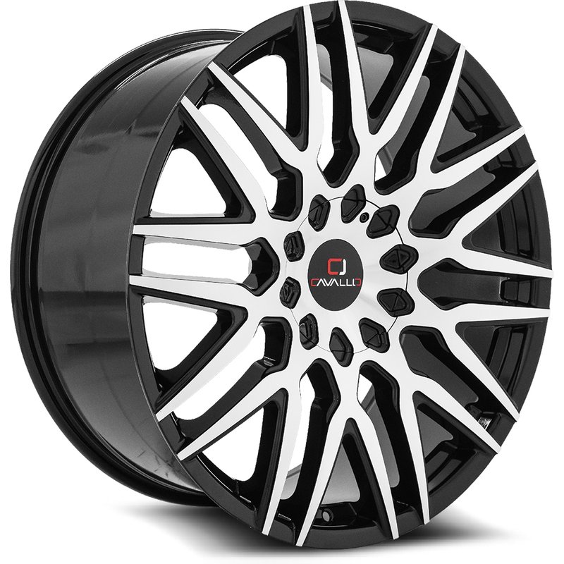 Roues Cavallo CLV-24 Noir Brillant Usiné - 22x9.5 - 5x115 — Roues et jantes