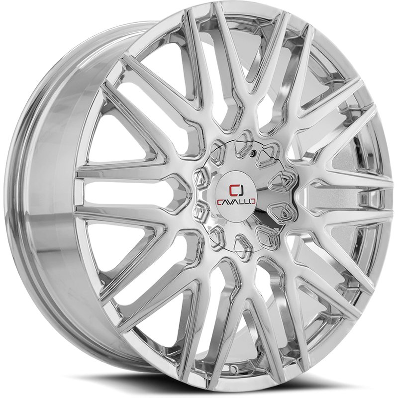 Cavallo CLV-24 Chrome Wheels - 24x9, 5x115 Bolt Pattern, 18 Offset — Wheels & Rims