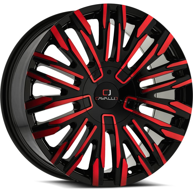 Cavallo CLV-28 Gloss Black Red Milled 20x8.5 Rims 6x135 Bolt Pattern — Wheels & Rims