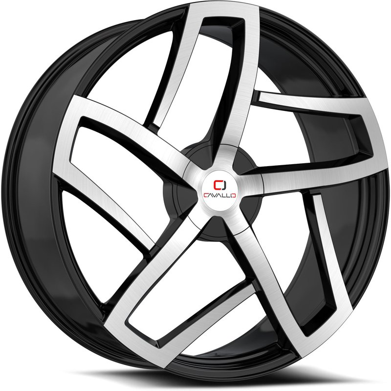 Roues Cavallo CLV-50 Noir Brillant Usiné - 20x8.5 - 5x114.3 — Roues et jantes