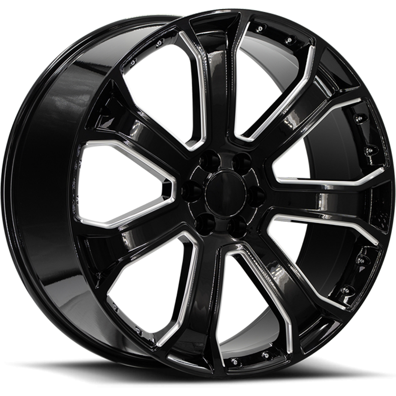 O.E. Revolution G-06 Gloss Black Milled Wheels - 22x9, 6x139.7 — Wheels & Rims