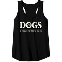 Dogs Because People Suck Funny Joke Paw Print Tank Top for Men