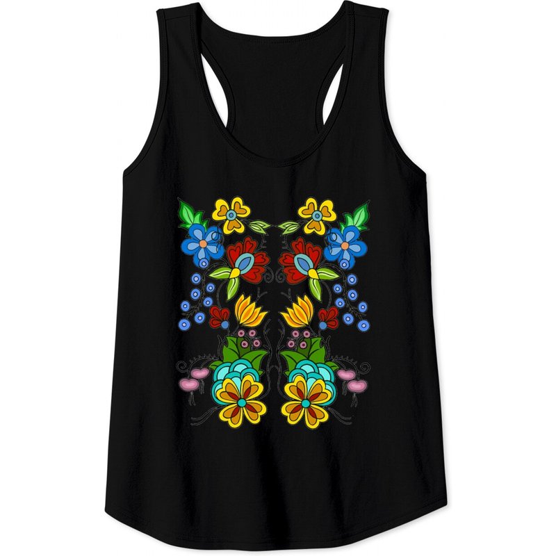 Débardeur Noir Ojibwe Floral pour Hommes — T-shirts pour hommes