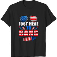 T-shirt drôle de feu d'artifice 4 juillet Just Here to Bang pour hommes — T-shirts pour hommes
