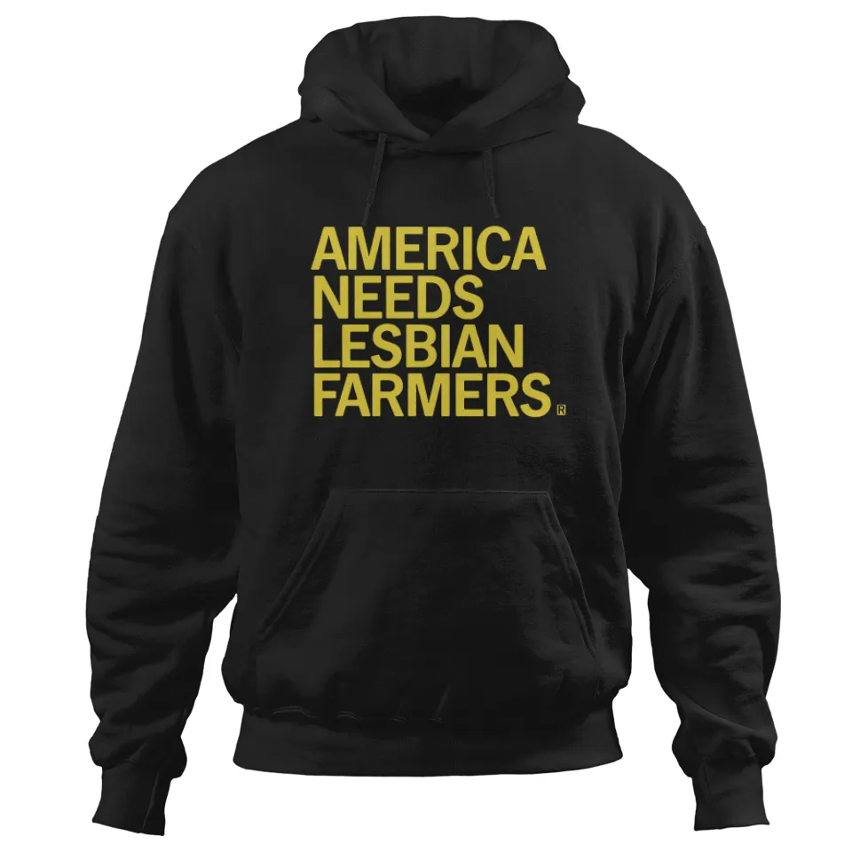 Hoodie Unisexe Noir America Needs Lesbian Farmers — Sweats à capuche pour hommes