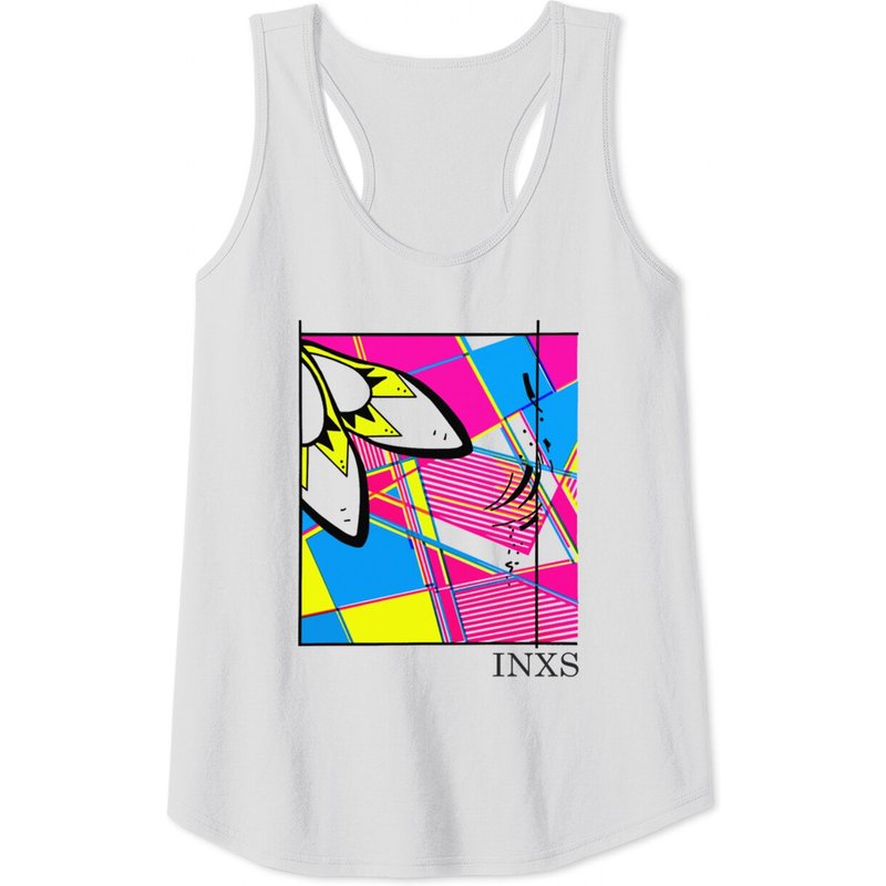INXS 80s Aesthetic Design Men's Tank Top in Dark Grey — Mens T Shirts