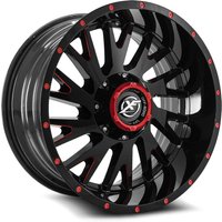 XF Off-Road XF-221 Gloss Black Red Milled Wheels - 20x10 -5x139.7
