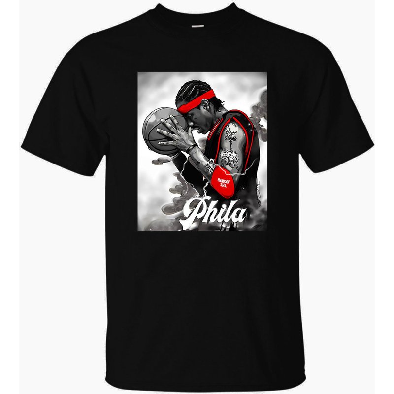 T-shirt Vintage Allen Iverson pour hommes en noir — T-shirts pour hommes