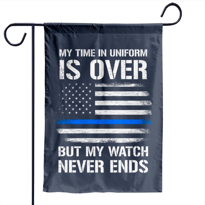Drapeau de jardin Thin Blue Line pour policiers à la retraite — Drapeaux décoratifs