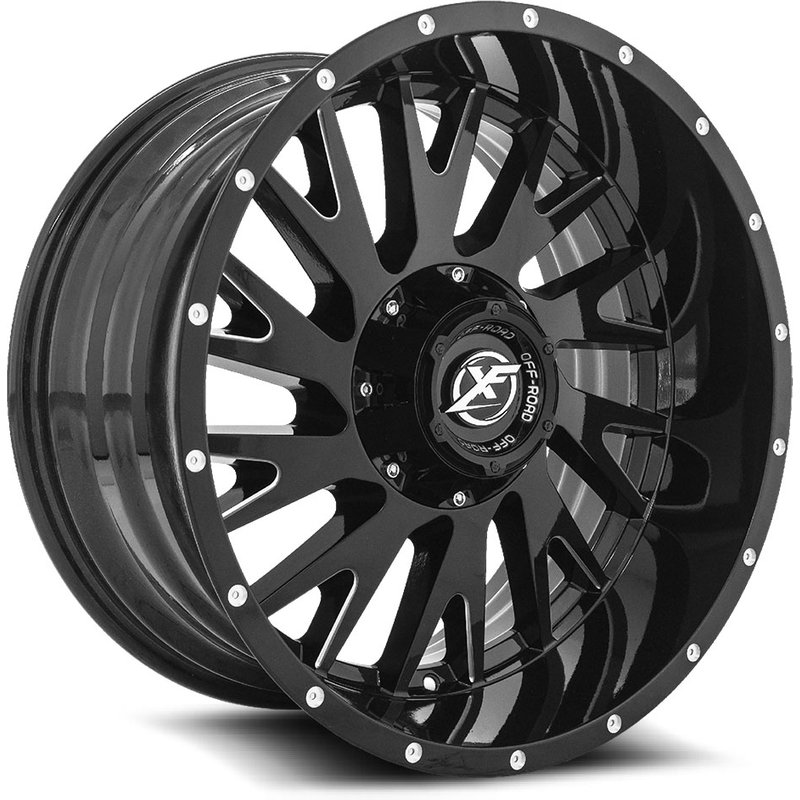 XF Off-Road XF-221 Gloss Black Milled Wheels - 20x10 - 5x139.7 — Wheels & Rims