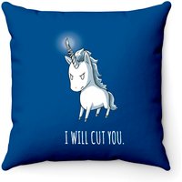 I Will Cut You Unicorn Throw Pillow, Stabby The Unicorn — Decorative Cushions