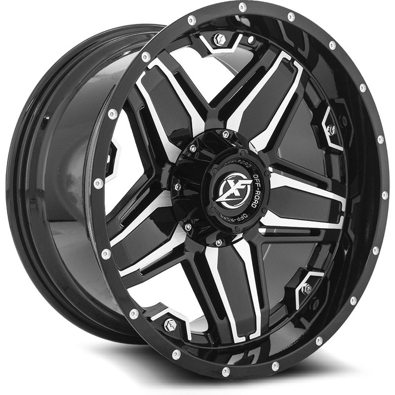 XF Off-Road XF-223 Gloss Black Machined Wheels - 20x10 -5x127 — Wheels & Rims