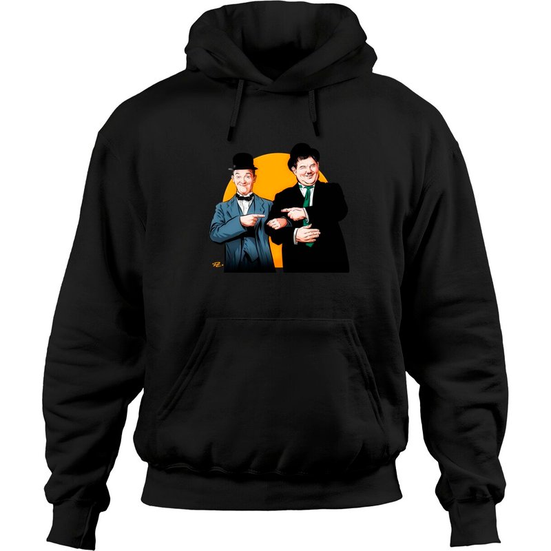Hoodie Laurel et Hardy par Paul Cemmick - Unisexe Noir — Sweats à capuche pour hommes