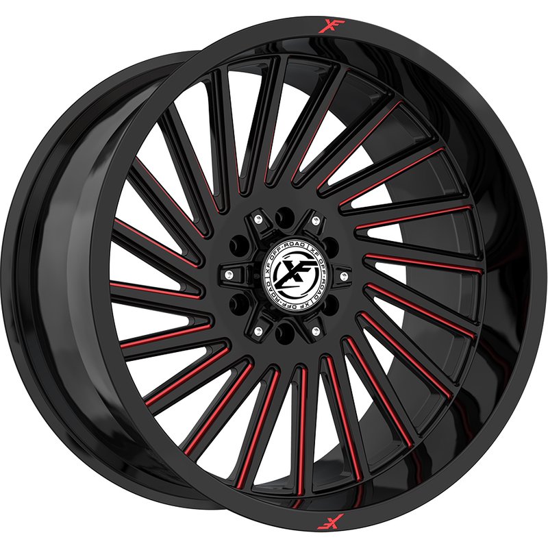 Roues XF Off-Road XF-239 Noir Brillant Rouge Moulé - 20x10 - 5x127 — Roues et jantes