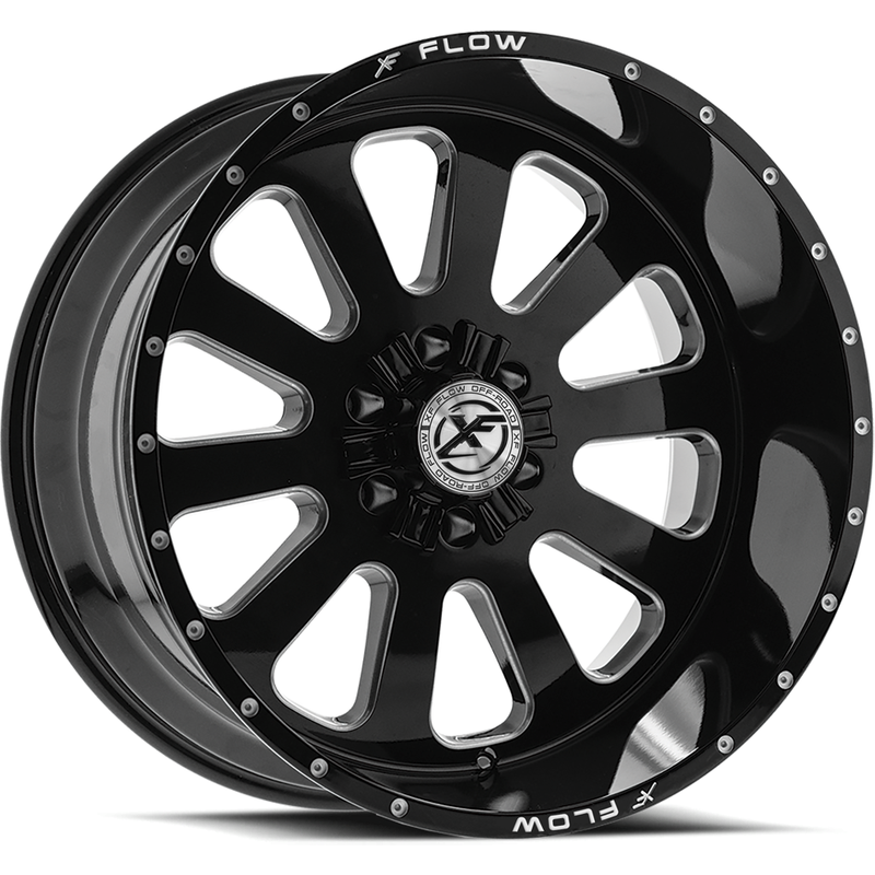 XF Off-Road XFX-302 Gloss Black Milled Wheels - 17x10 - 6x135 — Wheels & Rims