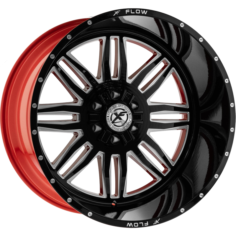 XF Off-Road XFX-303 Gloss Black Red Milled Wheels - 26x12 -6x135 — Wheels & Rims