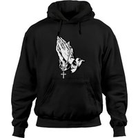 Hoodie Noir Unisexe avec Mains en Prière — Sweats à capuche pour hommes
