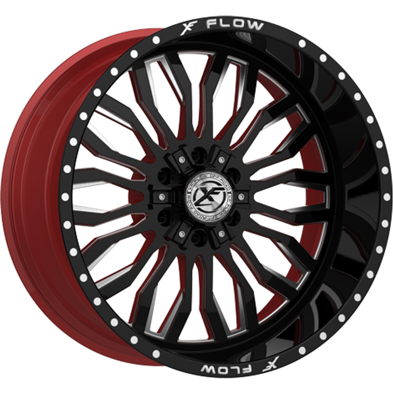 XF Off-Road XFX-305 Gloss Black Red Milled Wheels - 24x14 -6x135 — Wheels & Rims