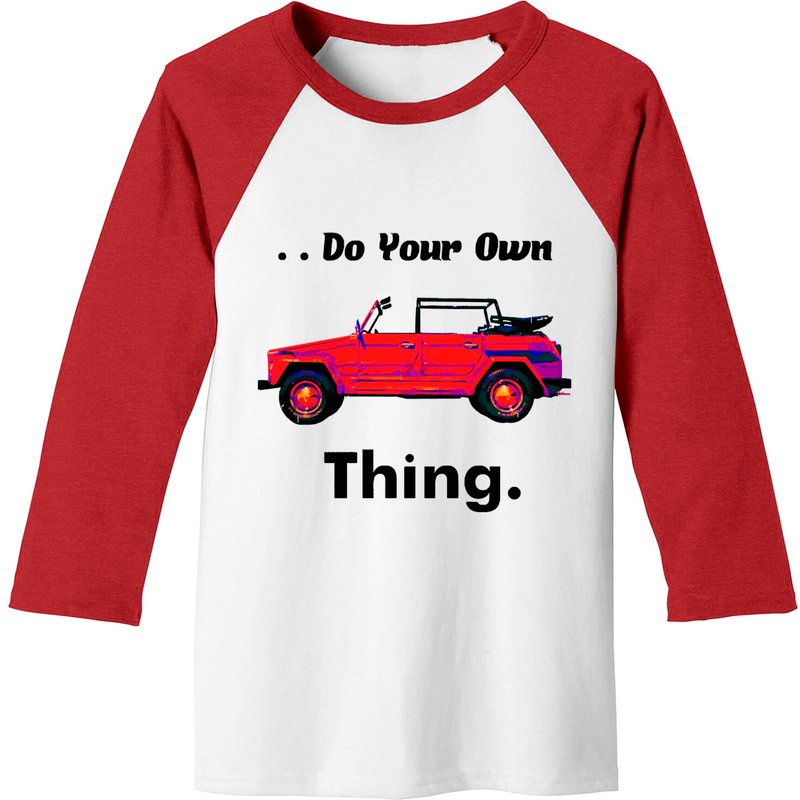 Vw Thing Men's Baseball Tee - White/Red 3/4 Sleeve — Mens T Shirts