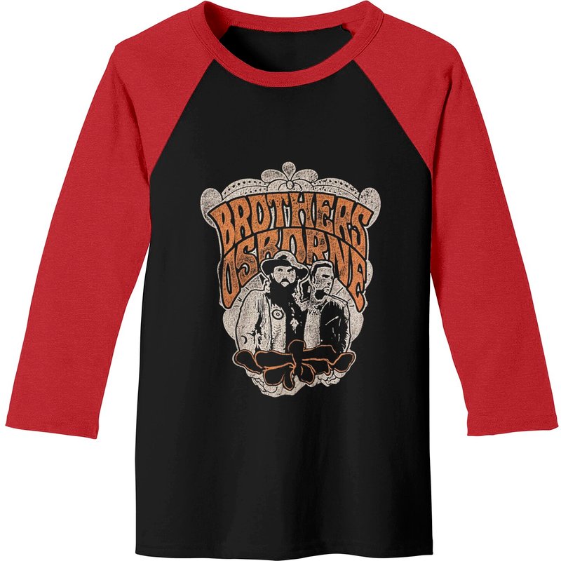 T-shirts de baseball pour hommes Brothers Osborne Noir/Rouge