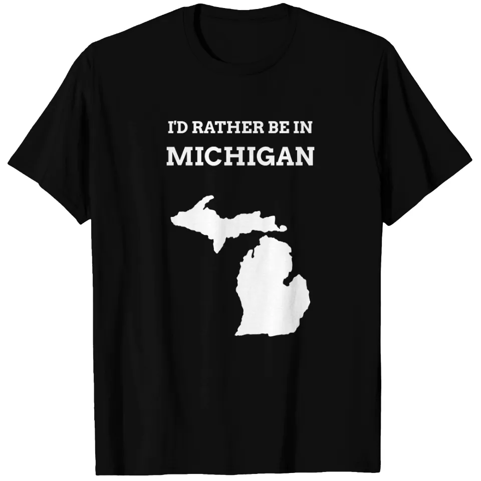T-shirt 'I'd Rather Be In Michigan' pour hommes - Noir — T-shirts pour hommes